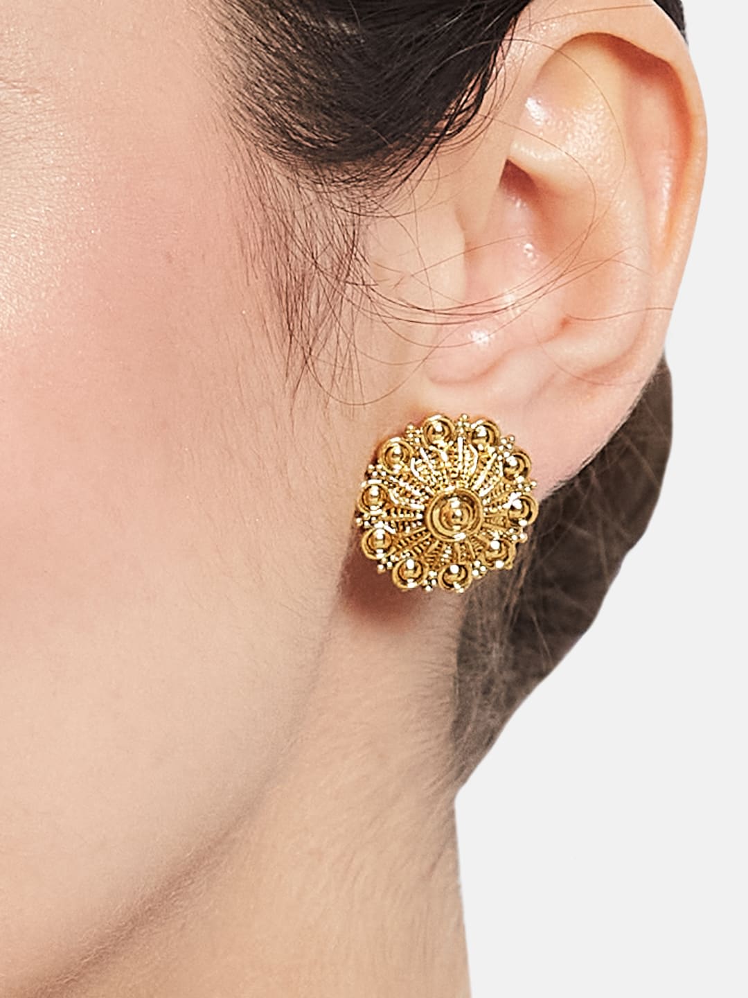 ATIBELLE Gold-Plated Floral Shaped Minimal Studs