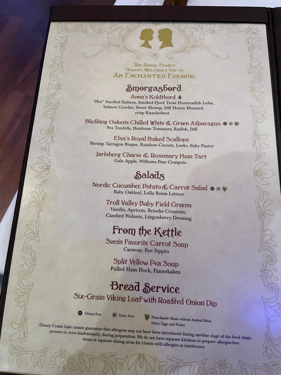 Disney Wish Arendelle Frozen Dining menu 2.webp