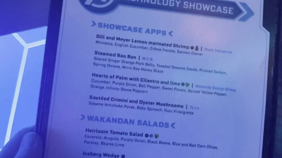 Disney Wish Worlds of Marvel menu.webp
