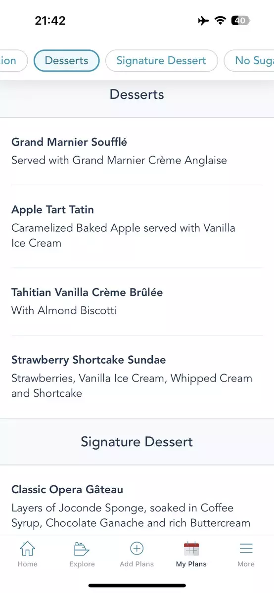 Disney Magic Rapunzels Royal Table desserts menu.webp