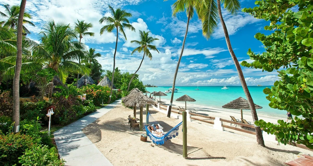 Sandals Grande Antigua beach hammock.webp