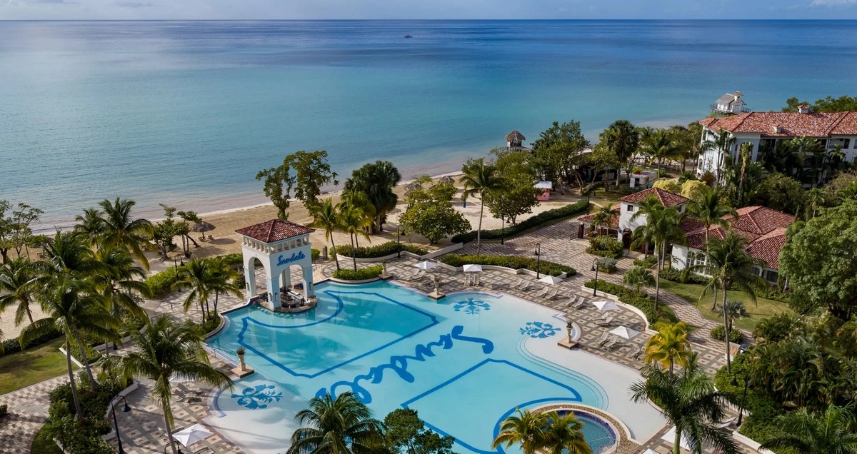 Sandals South Coast main pool entrance.webp