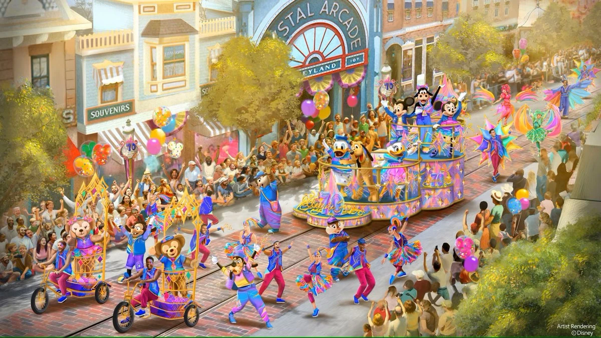 Disneyland 70th celebration happy cavalcade parade.webp
