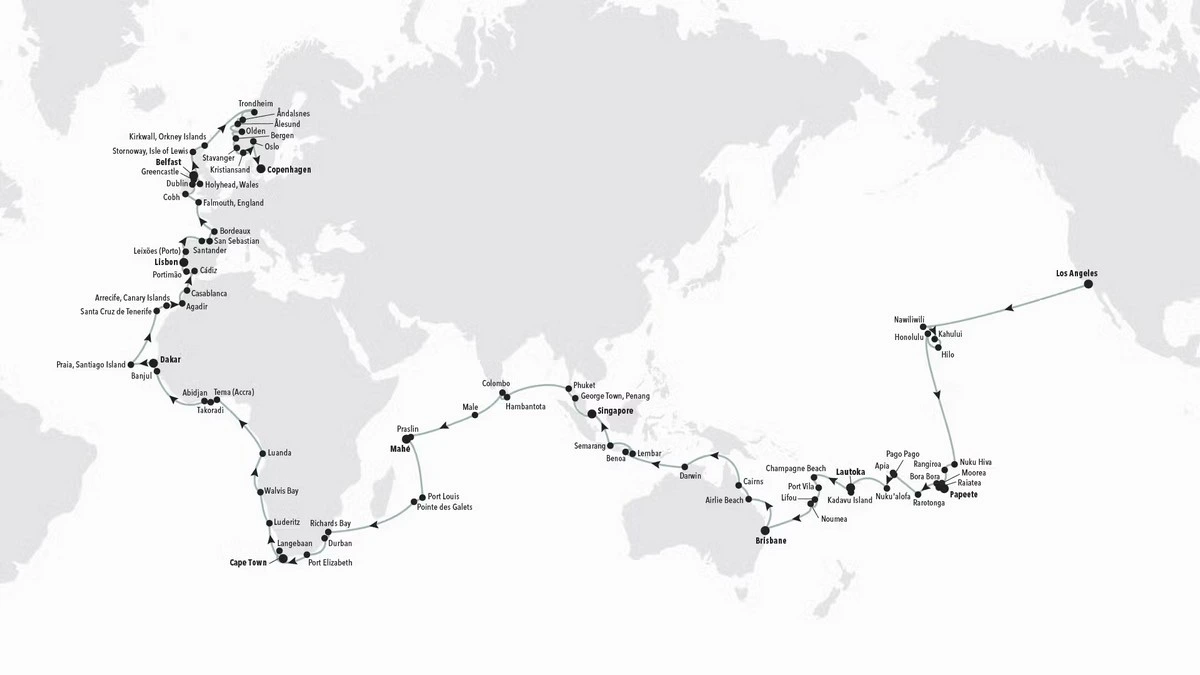 Silversea Cruises World Cruise itinerary.webp