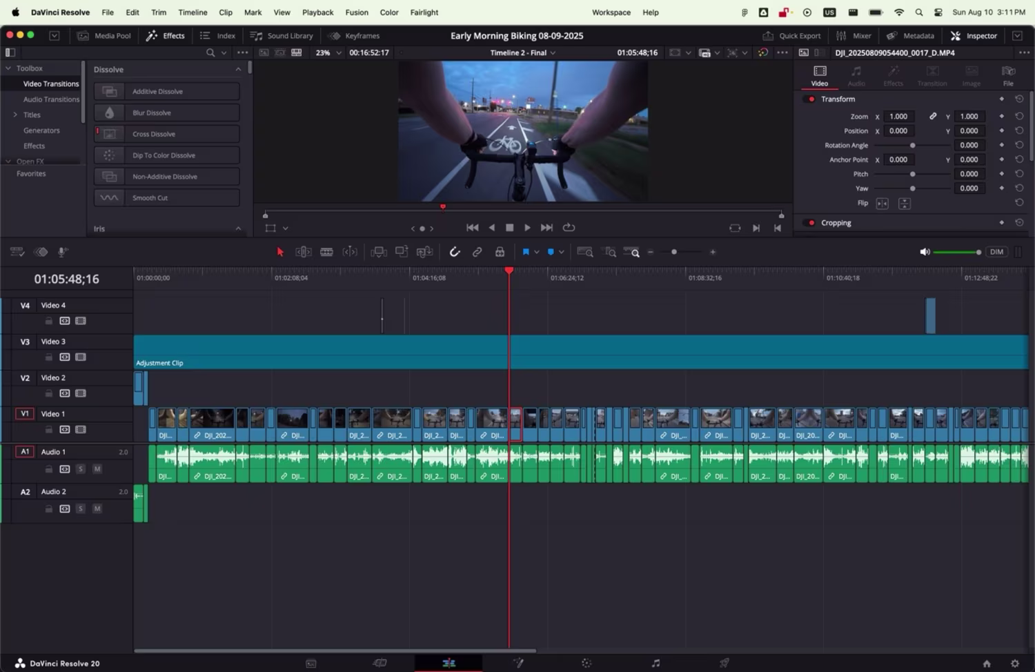 Screenshot of Davinci Resolve project