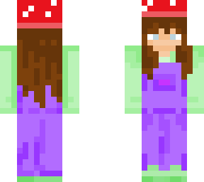 Cute mushroom hat girl with overalls