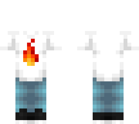 OB - Long White Tshirt w/ Flame & Jeans