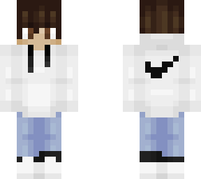 white nike sweatshirt with blue jeans