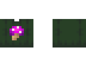 OB - Dark Green Pink Mushroom Sweater