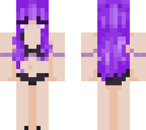 purple girl in bikini with spacebuns