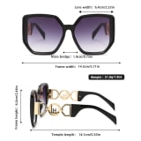 2 Pairs Of Ladies' Large-framed Square Sunglasses. Retro Geometric Frame. Metal Decorative Frame Legs. UV400 Protection. Multiple Color Combinations Available. Beach Travel Fashionable Sunglasses. - Image 4