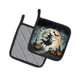 Flying Witch Spooky Halloween Pair of Pot Holders Kitchen Heat Resistant Pot Holders Sets Oven Hot Pads for Cooking Baking BBQ, 7 1/2 x 7 1/2 - Image 2