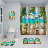 Bathroom Five-piece Set, Shower Curtain, Three-piece Mat Set, Aluminum Alloy Decorative Painting - Image 15