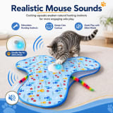 Interactive Cat Toys For Indoor Cats, Hide And Seek, 3 Smart Modes, 1200mAh Touch Activated,  Auto Sleep Wake, Realistic Mouse Sounds, Double-Tap Mute, Moving Plush Tail - Image 4