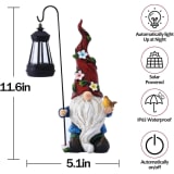 Solar Garden Gnome Statue With Lights, Outdoor Decor Gift For Women And Mom Funny Solar Gnome Decoration For Garden, Yard, Lawn, Porch And Patio - Image 2