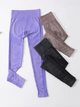 Women Seamless High Waist Yoga Leggings 3 Pack, Ribbed Textured Workout Pants, Butt Lifting Tummy Control Athletic Gym Running Leggings For Fitness - Image 15