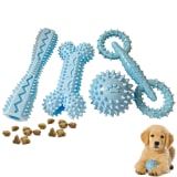 4 Pack Puppy Teething Chew Toys For Small Medium Dogs  Girl Dog Toy Set  Cute 2-8 Months  Cleaning Teeth  Food Dispensing  Durable  Interactive Bone Donut Chew Toy Dental Ball Treat Dumbbell - Image 7
