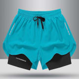 Men's Drawstring Sports Shorts Double Layer Quick Dry High Elasticity Activewear Pants - Image 10