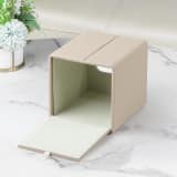 PU Leather Square Tissue Box Cover, Beige Cube Tissue Holder And Napkin Dispenser For Home, Office, Bathroom And Car - Image 2