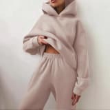 2026 Women's Autumn And Winter New Sales In Europe And America Casual Fashion With Thick Velvet And Warmth, Long Sleeve Hoodie And Pants, Two Piece Set - Image 2