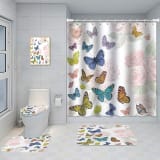 Bathroom Five-piece Set, Shower Curtain, Three-piece Mat Set, Aluminum Alloy Decorative Painting - Image 20