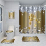Bathroom Five-piece Set, Shower Curtain, Three-piece Mat Set, Aluminum Alloy Decorative Painting - Image 7