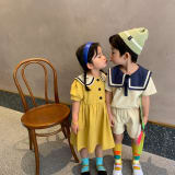 Boys' Korean-style Preppy Top And Shorts Set - Image 1