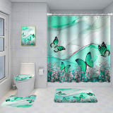 Bathroom Five-piece Set, Shower Curtain, Three-piece Mat Set, Aluminum Alloy Decorative Painting - Image 26