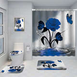Bathroom Five-piece Set, Shower Curtain, Three-piece Mat Set, Aluminum Alloy Decorative Painting - Image 23
