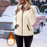 Double-Sided Fleece Zip-Up Cardigan - Casual Plush Hooded Jacket for Men Women Winter Warm Outerwear - Image 5