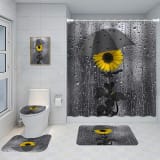Bathroom Five-piece Set, Shower Curtain, Three-piece Mat Set, Aluminum Alloy Decorative Painting - Image 3