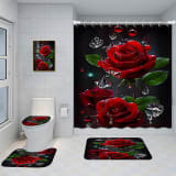 Bathroom Five-piece Set, Shower Curtain, Three-piece Mat Set, Aluminum Alloy Decorative Painting - Image 2