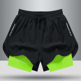 Men's Drawstring Sports Shorts Double Layer Quick Dry High Elasticity Activewear Pants - Image 9