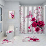 Bathroom Five-piece Set, Shower Curtain, Three-piece Mat Set, Aluminum Alloy Decorative Painting - Image 3