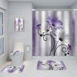Bathroom Five-piece Set, Shower Curtain, Three-piece Mat Set, Aluminum Alloy Decorative Painting - Image 10
