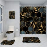 Bathroom Five-piece Set, Shower Curtain, Three-piece Mat Set, Aluminum Alloy Decorative Painting - Image 2
