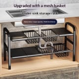 Kitchen Storage Rack With Retractable Sink, Layered Pot Rack In Cabinet, Multifunctional Cabinet Storage Rack For Pots And Pans - Image 2