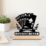 Customized Minimalist Poker Desktop Ornament With Artistic Matching Base, Iron Craft Tabletop Decor, Home Office Centerpiece Ornament For Desktop & Storage Rack, New Year Decoration - Image 2