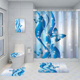 Bathroom Five-piece Set, Shower Curtain, Three-piece Mat Set, Aluminum Alloy Decorative Painting - Image 9