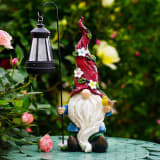 Solar Garden Gnome Statue With Lights, Outdoor Decor Gift For Women And Mom Funny Solar Gnome Decoration For Garden, Yard, Lawn, Porch And Patio - Image 1