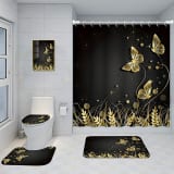 Bathroom Five-piece Set, Shower Curtain, Three-piece Mat Set, Aluminum Alloy Decorative Painting - Image 16