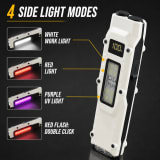Rechargeable UV Battery Display Type C LED Flashlight DT007 WHITE 1200LM For Camping Outdoor Emergency - Image 4