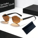 Trendy Street Style Polygon Sunglasses, Accompanied By A Lens Cleaning Cloth. Outdoor Fashion High-end Sunglasses With Multiple Colors Available. Suitable For Various Scenarios. - Image 1