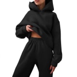2026 Women's Autumn And Winter New Sales In Europe And America Casual Fashion With Thick Velvet And Warmth, Long Sleeve Hoodie And Pants, Two Piece Set - Image 5