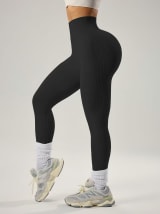 Women's 3PCS Seamless High Waist Ribbed Yoga Leggings, Butt Lifting Tummy Control Stretch Workout Pants, Breathable Slim Fit Gym Running Fitness Leggings For Daily & Active Wear - Image 8