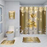 Bathroom Five-piece Set, Shower Curtain, Three-piece Mat Set, Aluminum Alloy Decorative Painting - Image 21