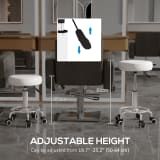 Vinsetto Salon Stool with Adjustable Height, PU Leather Barber Rolling Massage Tattoo Chair for Bar Beauty SPA, White - Image 3