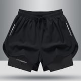 Men's Drawstring Sports Shorts Double Layer Quick Dry High Elasticity Activewear Pants - Image 8
