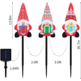 Set Of 3 Solar Christmas Decorations, 8 Modes Solar Pathway Stakes Lights, Outdoor Christmas Gnome Lights Decor For Garden - Image 2