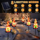 Set Of 3 Solar Christmas Decorations, 8 Modes Solar Pathway Stakes Lights, Outdoor Christmas Gnome Lights Decor For Garden - Image 5